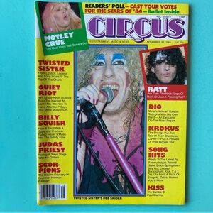 CIRCUS MAGAZINE November 30 1984 DEE SNIDER TWISTED SISTER Billy Squier Krokus